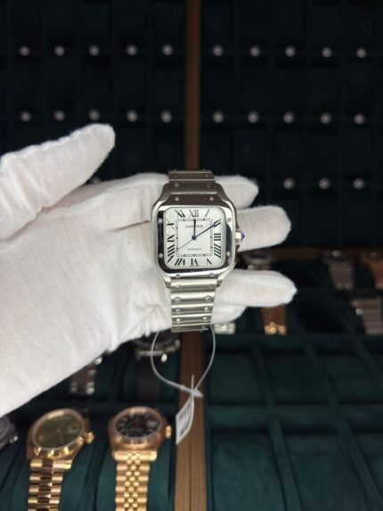 Cartier Santos White Dial Large Stainless Steel 40mm Ref. WSSA0018